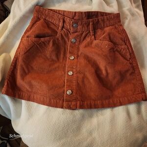 Free‎ People Rust Orange Corduroy Button Front Mini Skirt OB1543115 Womens 4